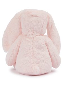 Rear view of the personalised "Polly" pink bunny teddy