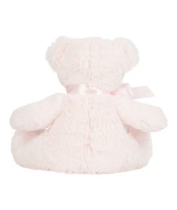 Rear view of the personalised "Poppy" pink teddy bear