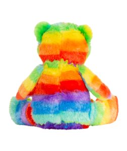 Rear view of the personalised "Randy" rainbow teddy bear