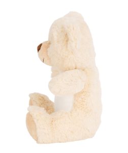 Side view of the light brown personalised "Ted" teddy bear