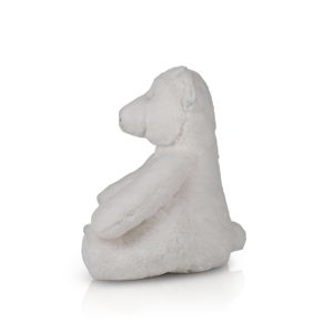 Side view of the white personalised "Percy" polar bear teddy