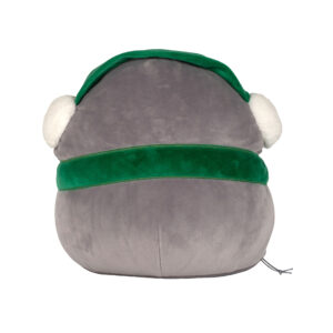 Rear view of the winter penguin Squidgy.