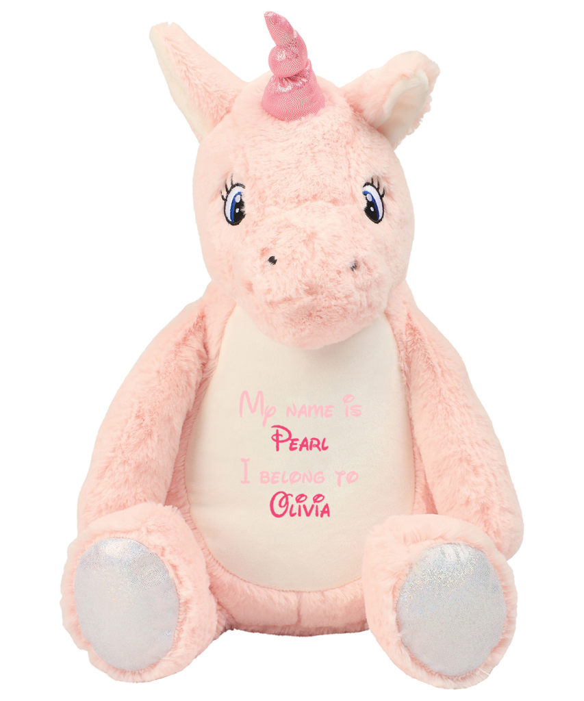 Large Personalised Pink Unicorn Teddy