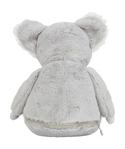 Rear view of a koala teddy against a white background.