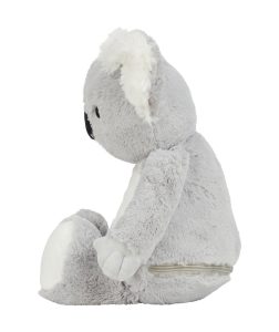 Side view of a koala teddy against a white background.