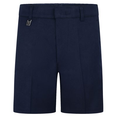 Frontal view of navy sturdy-fit boys shorts.
