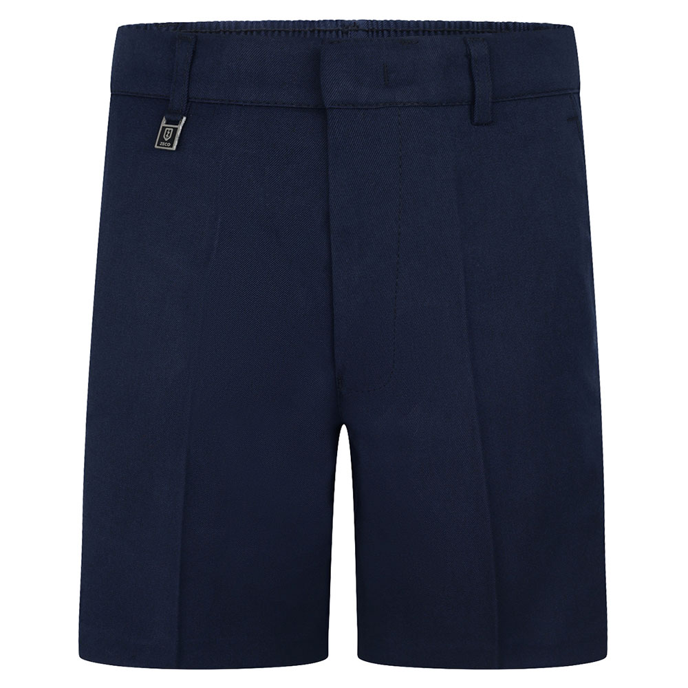 Frontal view of navy sturdy-fit boys shorts.