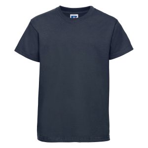 Frontal view of a kids' plain french navy t-shirt'
