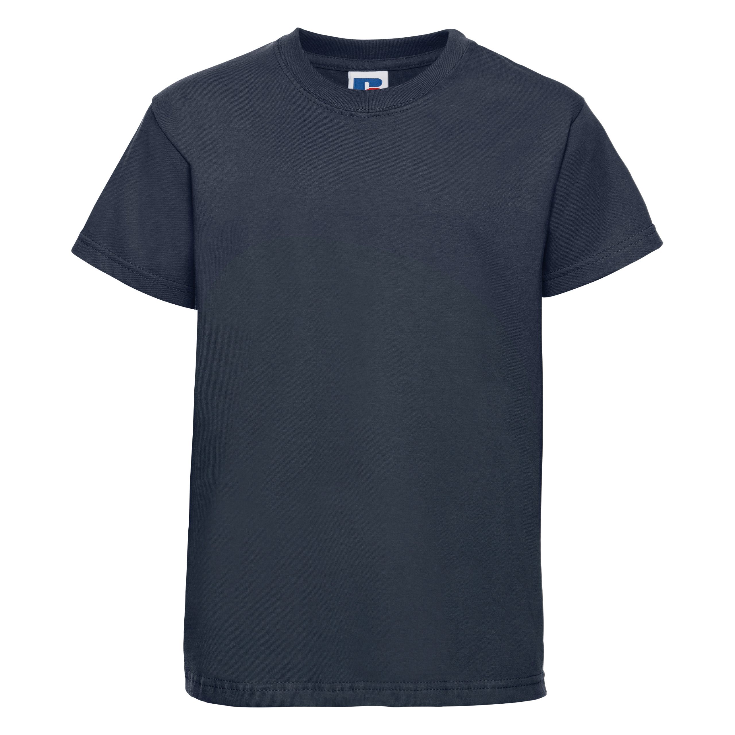 Frontal view of a kids' plain french navy t-shirt'