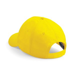 Rear view of a yellow summer cap.