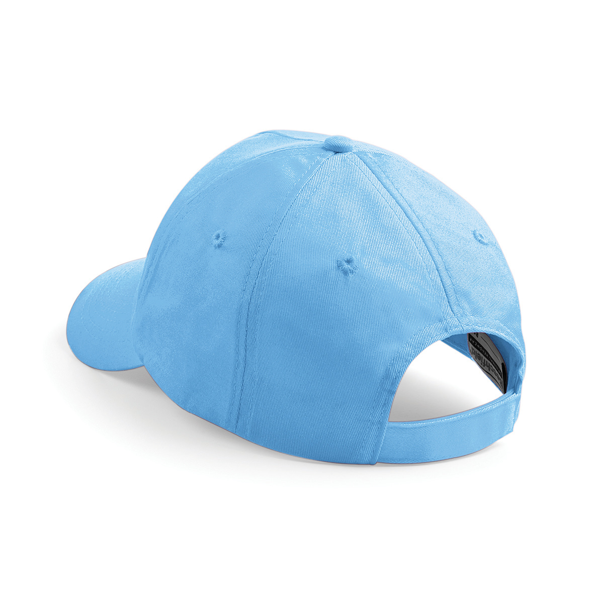 Rear view of a sky blue summer cap.
