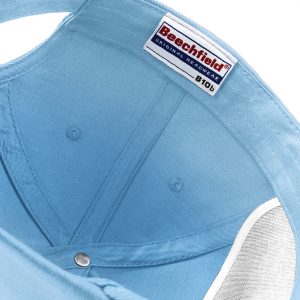 Inside view of a sky blue cap.