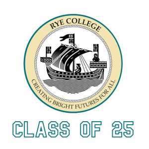 The emblem of Rye College with text below: "CLASS OF 25".