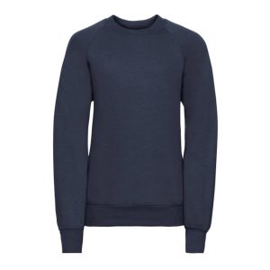 Frontal view of a navy kids' sweatshirt.