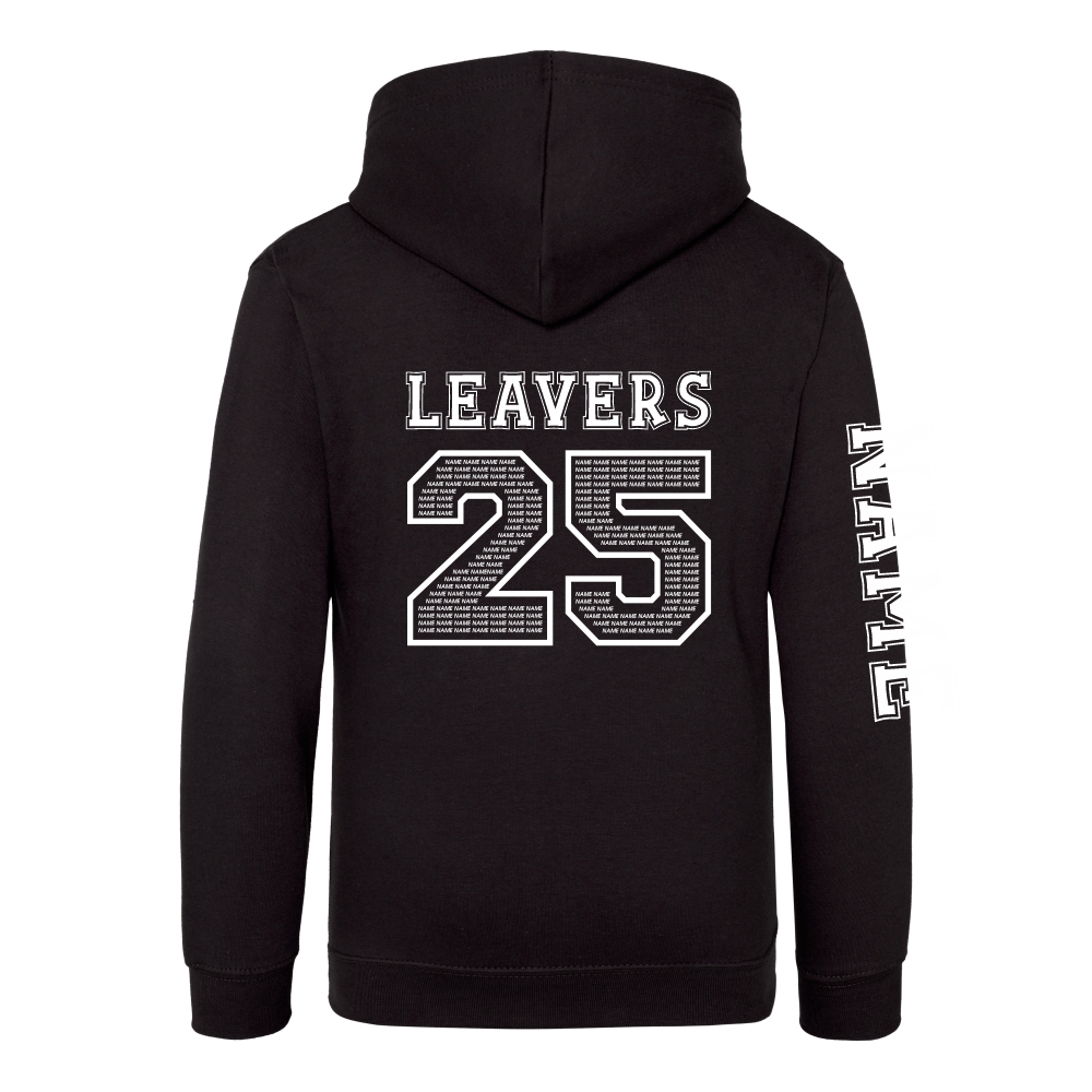 Rear view of the deep back colour 2025 leavers hoodie for Ninfield Primary School.