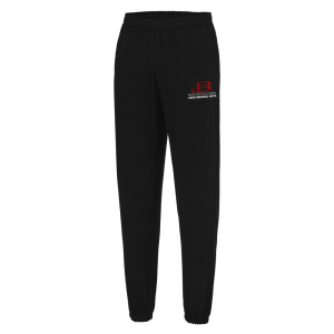 Frontal view of the Bexhill College Performing Arts black joggers.