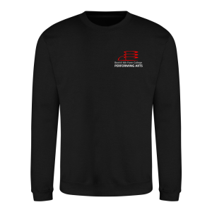 Frontal view of the Bexhill College Performing Arts black sweatshirt.