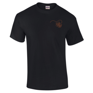 Frontal view of the Pheebs School of Performing Arts black t-shirt.