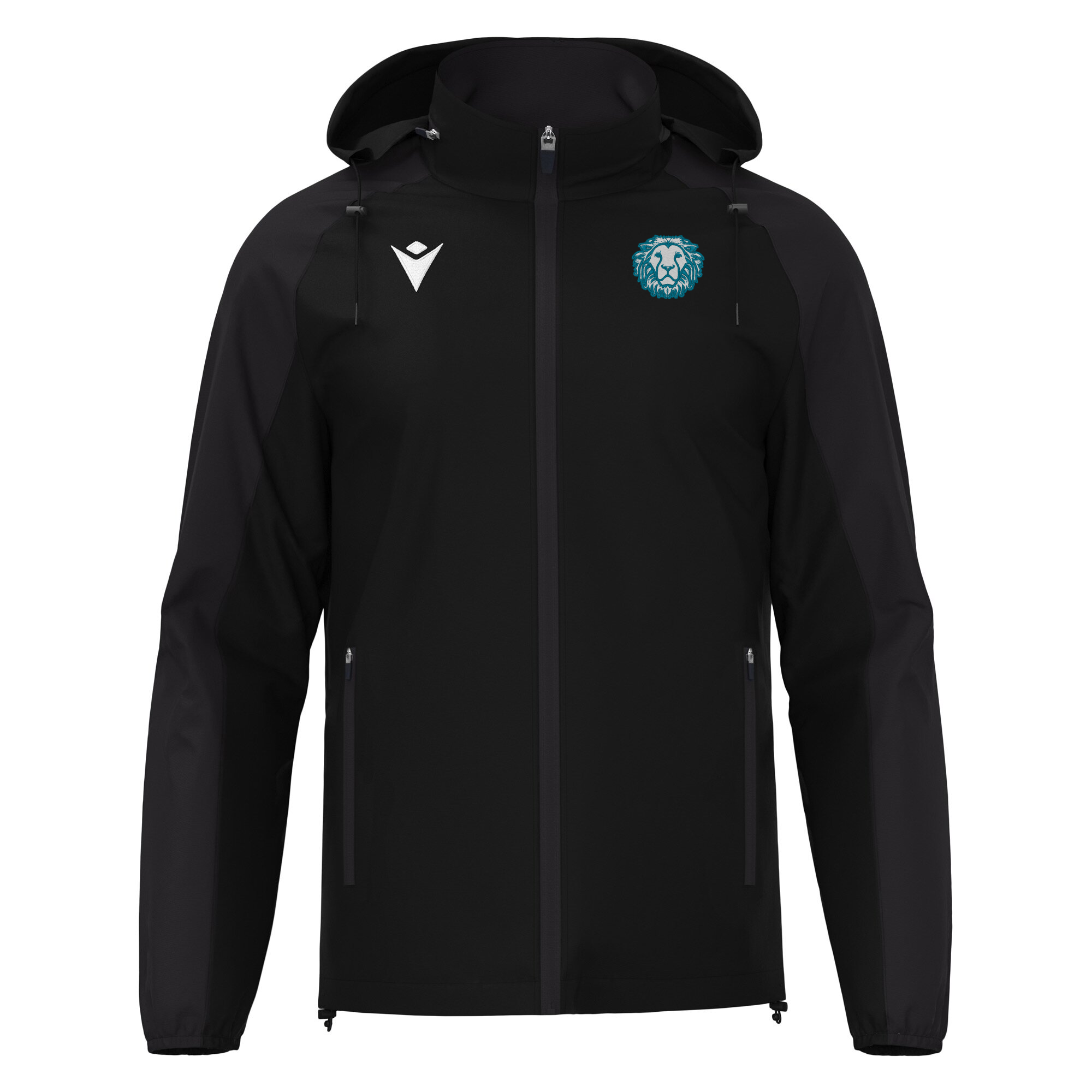Frontal view of the Hastings Academy Elbrus Rain Jacket.
