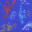 Skeletal outlines of various dinosaurs in different colours agains a royal blue background. Amongst the skeltal outlines are outlines of dinosaur tracks also in various colours.